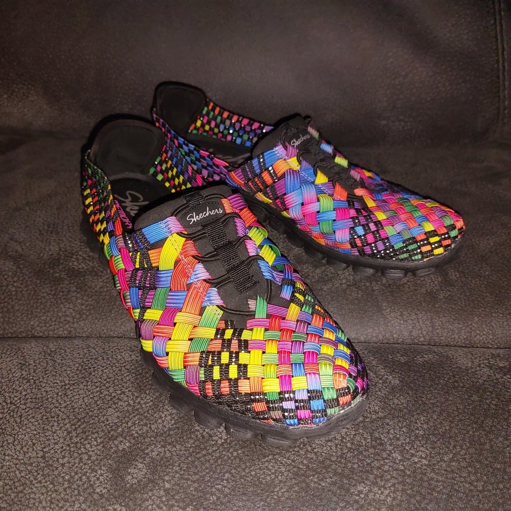 Skechers Women's Rainbow Woven Slip-On Sneakers